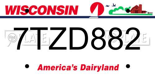 7TZD882 Wisconsin License Plate