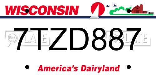7TZD887 Wisconsin License Plate