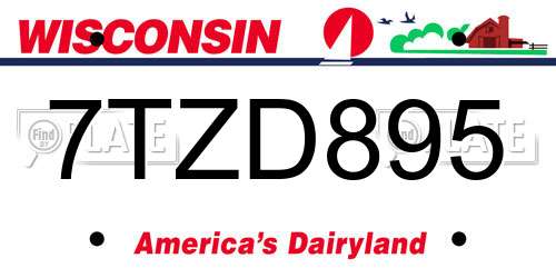 7TZD895 Wisconsin License Plate