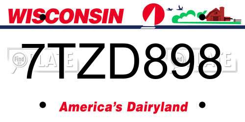 7TZD898 Wisconsin License Plate