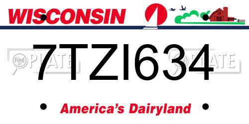 7TZI634 Wisconsin License Plate