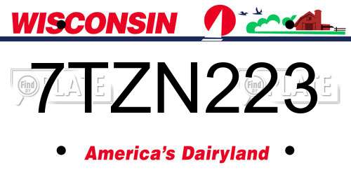 7TZN223 Wisconsin License Plate