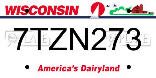 7TZN273 Wisconsin License Plate