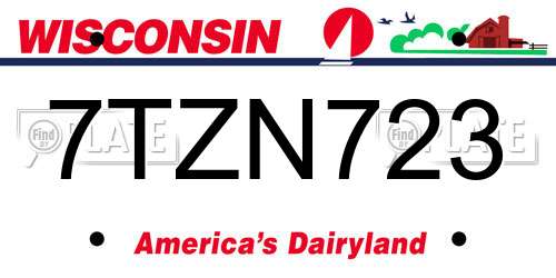 7TZN723 Wisconsin License Plate