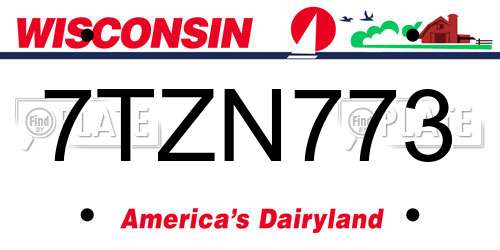 7TZN773 Wisconsin License Plate