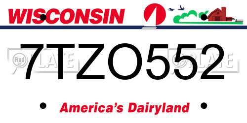 7TZO552 Wisconsin License Plate