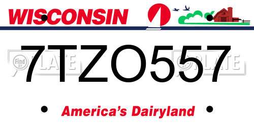 7TZO557 Wisconsin License Plate