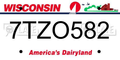 7TZO582 Wisconsin License Plate
