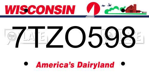 7TZO598 Wisconsin License Plate