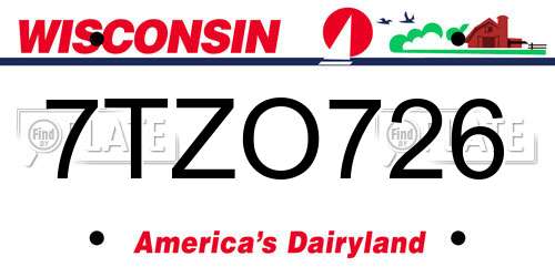 7TZO726 Wisconsin License Plate