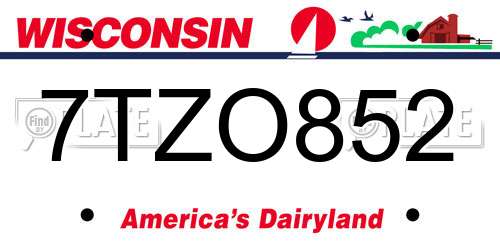 7TZO852 Wisconsin License Plate