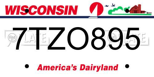 7TZO895 Wisconsin License Plate