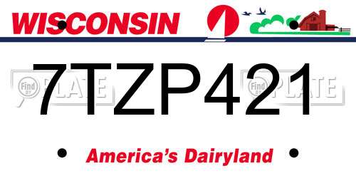 7TZP421 Wisconsin License Plate