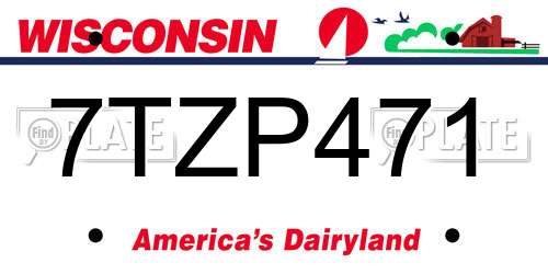 7TZP471 Wisconsin License Plate