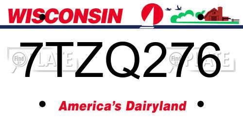 7TZQ276 Wisconsin License Plate