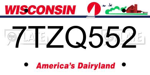 7TZQ552 Wisconsin License Plate