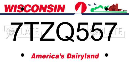 7TZQ557 Wisconsin License Plate