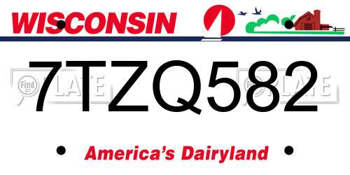 7TZQ582 Wisconsin License Plate