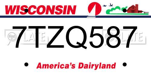 7TZQ587 Wisconsin License Plate