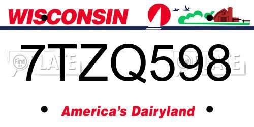 7TZQ598 Wisconsin License Plate