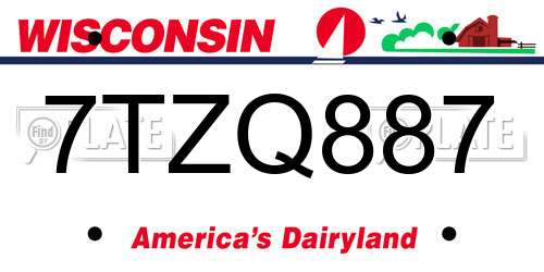 7TZQ887 Wisconsin License Plate