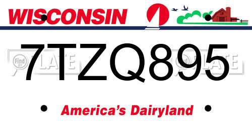 7TZQ895 Wisconsin License Plate
