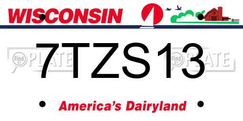 7TZS13 Wisconsin License Plate