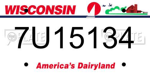 7U15134 Wisconsin License Plate