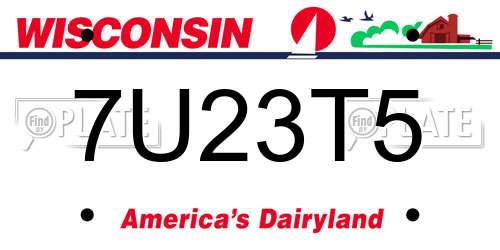 7U23T5 Wisconsin License Plate