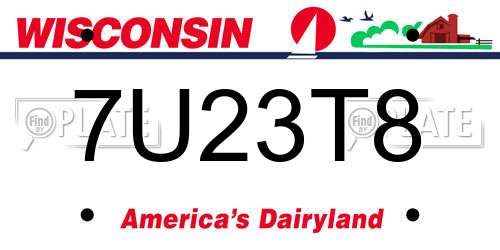 7U23T8 Wisconsin License Plate