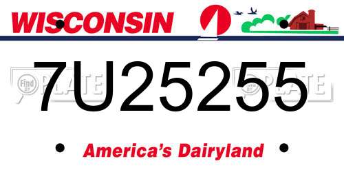 7U25255 Wisconsin License Plate