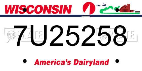 7U25258 Wisconsin License Plate