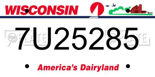 7U25285 Wisconsin License Plate