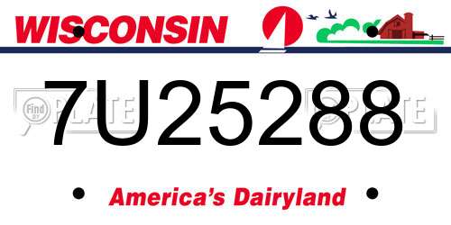 7U25288 Wisconsin License Plate