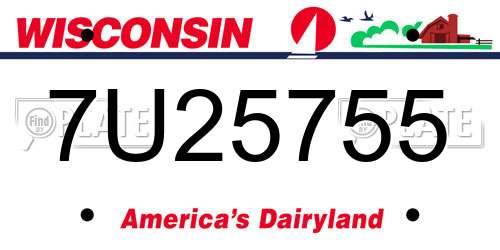 7U25755 Wisconsin License Plate