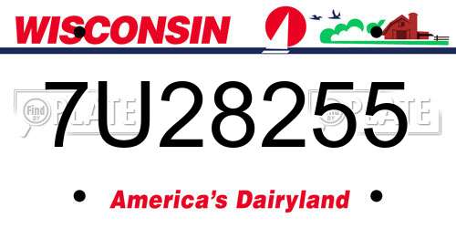 7U28255 Wisconsin License Plate