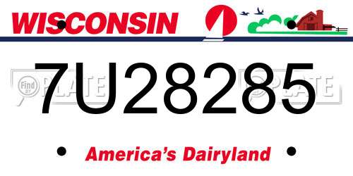 7U28285 Wisconsin License Plate