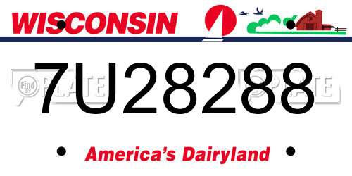 7U28288 Wisconsin License Plate