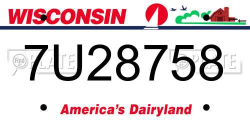 7U28758 Wisconsin License Plate