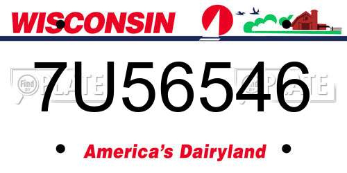 7U56546 Wisconsin License Plate