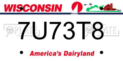 7U73T8 Wisconsin License Plate