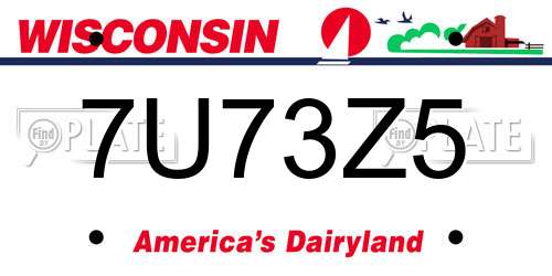 7U73Z5 Wisconsin License Plate