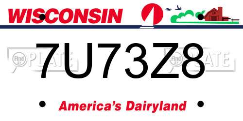 7U73Z8 Wisconsin License Plate