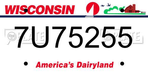 7U75255 Wisconsin License Plate