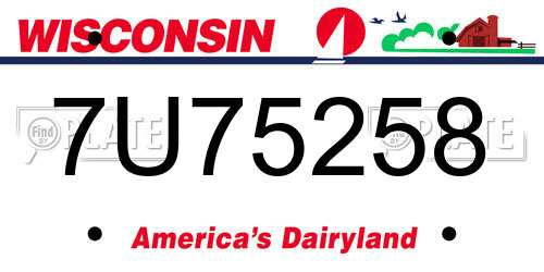 7U75258 Wisconsin License Plate