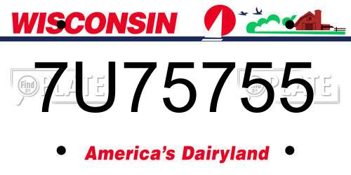7U75755 Wisconsin License Plate