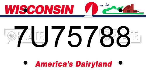 7U75788 Wisconsin License Plate
