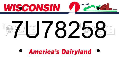 7U78258 Wisconsin License Plate