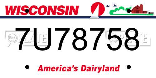 7U78758 Wisconsin License Plate