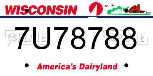 7U78788 Wisconsin License Plate